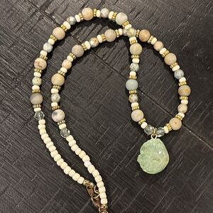 Gemstone Rock Pendant Beaded Vintage Necklace​​